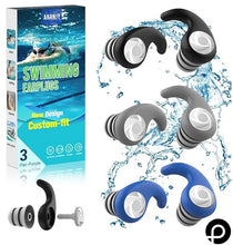 Load image into Gallery viewer, PapaViva 3 Pairs of Waterproof Swimming Ear Plugs for Adults Reusable Women &amp; Men Soft Silicone Swim Earplugs Showering, Bathing, Surfing, Water Sports
