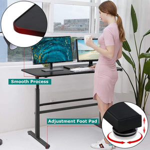 Adjustable Standing Desk, 47" Computer Desk Height Converter Desk Computer Workstation Large Desktop Stand Up Desk Ergotron Laptop Sit-Stand Desk Fit Dual Monitor for Home Office,Black