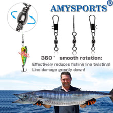 Load image into Gallery viewer, AC2ALITY  Fishing Tackle Barrel Swivel Snap High Strength Snap Swivel Saltwater Stainless Steel Fishing Barrel Snaps Interlock Snaps Freshwater Leader Lure Connnector Accessories
