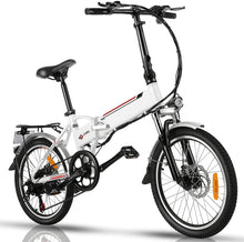 Load image into Gallery viewer, 20&quot; Folding Electric Bike with Removable Large Capacity Lithium-Ion Battery (36V 250W), Electric Bicycle 7 Speed Gear and Three Working Modes (White, 20 inch)
