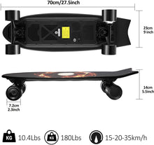 Load image into Gallery viewer, 2021 New Upgrated 27.5inch Electric Skateboard Electric Longboard with Remote Control 350W Brushless Motor 21.8 MPH Top Speed Max Load 180lbs 3 Working Modes E-Skateboard
