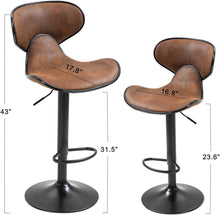 Load image into Gallery viewer, Bar Stools Set of 2, Counter Height Swivel BarStools with Backrest, Modern Pu Leather Adjustable Counter Stools Chairs for Kitchen Island/Counter Pub and Dining Room
