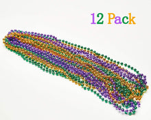 Load image into Gallery viewer, Aavision 12 Pack Mardi Gras Beads Necklace Women Party Costume Accessories Mardi Gras Decor 33 inch 7 mm
